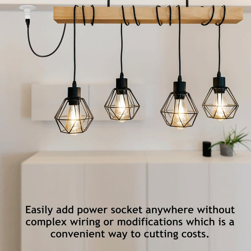 2 Pack Light Socket Outlet Adapter - E26 Light Socket to 3 Prong Plug Adapter 150? Heat-Resistant E26 Light Socket Outlet Light Bulb Adapter Socke...