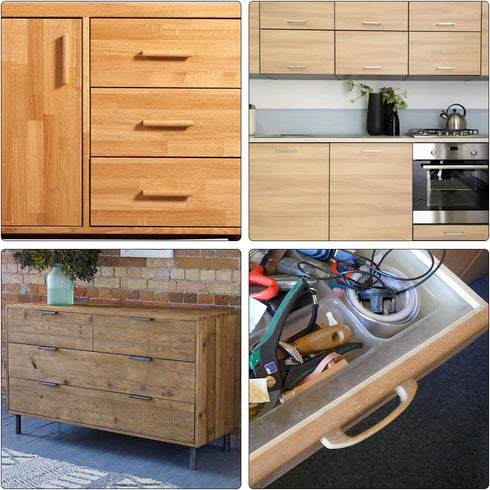 uxcell Cupboard Door Drawer Hardware M4 Thread Hole Wood Pull Handles Beige for Dresser Drawer Wardrobe 10 Pcs...