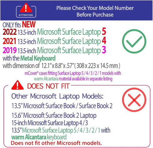mCover Case Compatible for 13.5" Microsoft Surface Laptop 5/4/3 - Metal Keyboard ONLY (NOT Fitting with Cheaper Surface Laptop Models with Alcanta...