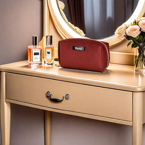 Small make up bags, Travel accessories for women,Wine red makeup bag travel cosmetic bag ?Women bagsmart compact makeup bag...