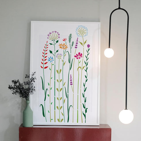 BENECREAT 2Pcs Wildflower Stencils, 12x12inch Tall Flower Weeds Tree Plants PET Painting Templates Drawing Stencils for Scrapbooking, Floor Furnit...