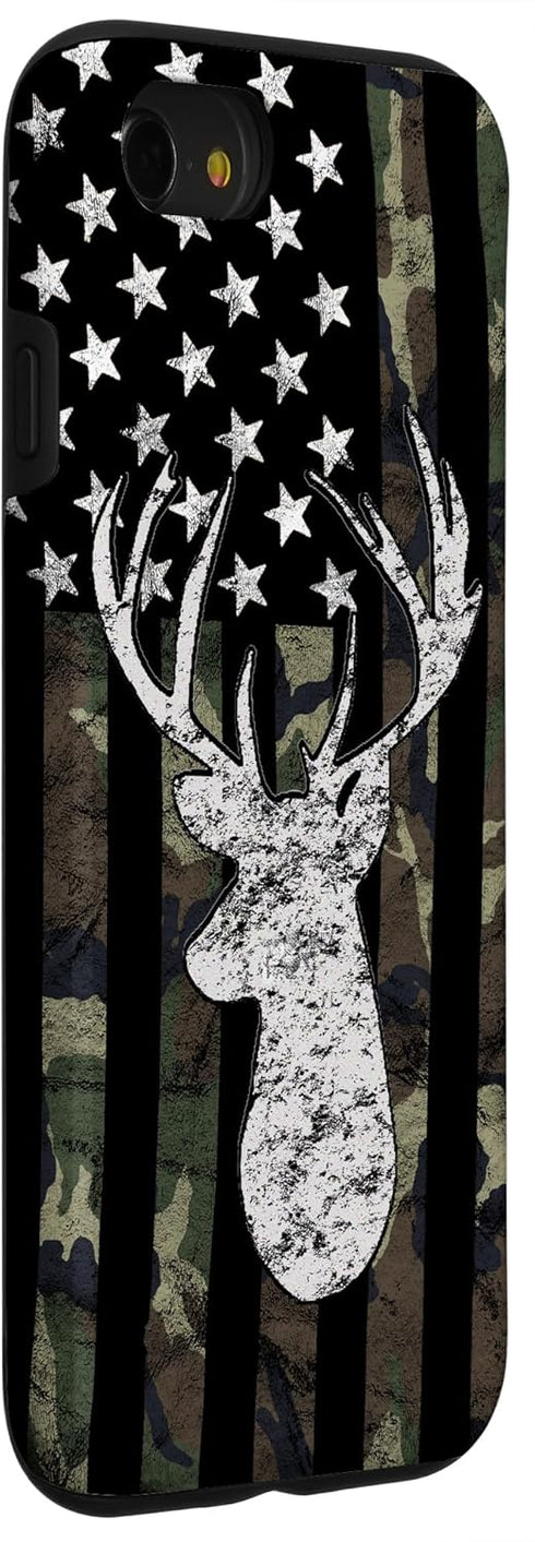 Deer Hunting Camouflage American Flag Whitetail Buck USA Case for iPhone SE (2020) / 7 / 8...