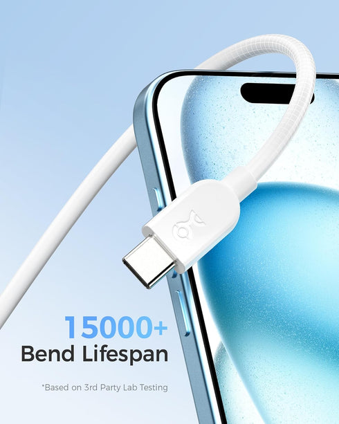 Cable Matters 3-Pack Extreme Flexible USB A to USB C Cable 6ft in White, Support Apple CarPlay, Android Auto, USB to USB C Charging Cable for iPho...