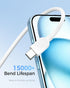 Cable Matters 3-Pack Extreme Flexible Long USB A to USB C Cable 10ft in White, Support Apple CarPlay, Android Auto, USB to USB C Charging Cable fo...