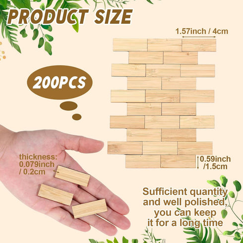 200 Pcs Miniature Dollhouse Flooring Mini Wooden Dollhouse Floor Boards 1 12 Scale Dollhouse Accessories Geometric Bamboo Doll House Furniture Woo...