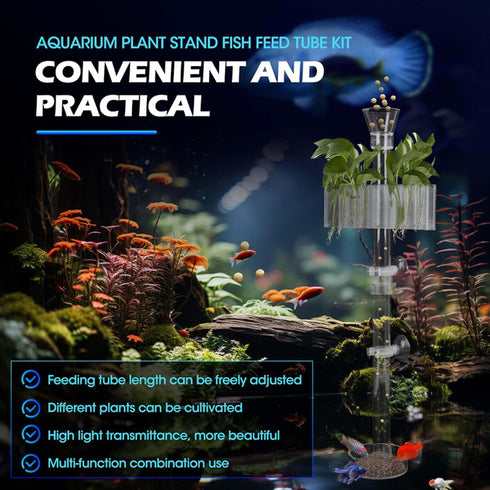 Fish Feeding Tube Aquarium Plant Holder Kit?Fish Feeder for Aquarium?Plant Holder for Fish Tank?Removable Adjusted Length Shrimp Feeding Dish?Plan...