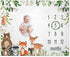 Woodland Baby Monthly Milestone Blanket, Woodland Animals Baby Growth Chart Monthly Blanket, Watch Me Grow Baby Woodland Forest Nursery for New Mo...