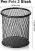 2 Pack Mesh Metal Pen Holder for Desk, 3.54×3.85IN Pencil Holder Workspace Organizers for School Office- Desk Accessories & Storage Products, Blac...