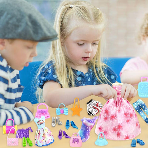 Doll Clothes and Accessories for 11.5 Inch Doll Dress Up Set with 1 Wedding Gown Dress 2 Fashion Dresses 4 Mini Dresses 2 Tops and Pants Outfits 2...