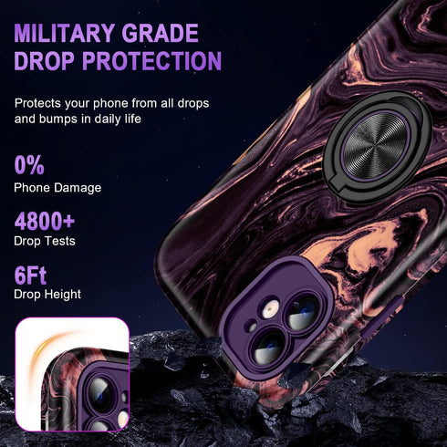 Compatible with iPhone 11 Case with Kickstand,Shockproof Heavy Duty 3 in 1 Full Protection Hard PC Bumper Drop Protective Case with 2 Screen Prote...