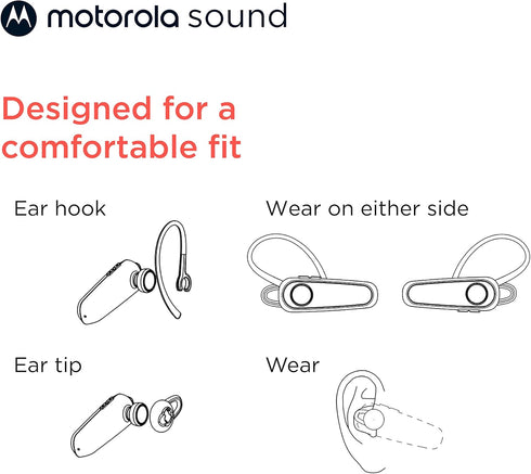 Motorola Sound HK126 Bluetooth Earpiece - in-Ear Wireless Mono Bluetooth Headset with 8-Hour Talk Time, Voice Assistant Compatible, Connects to 2 ...