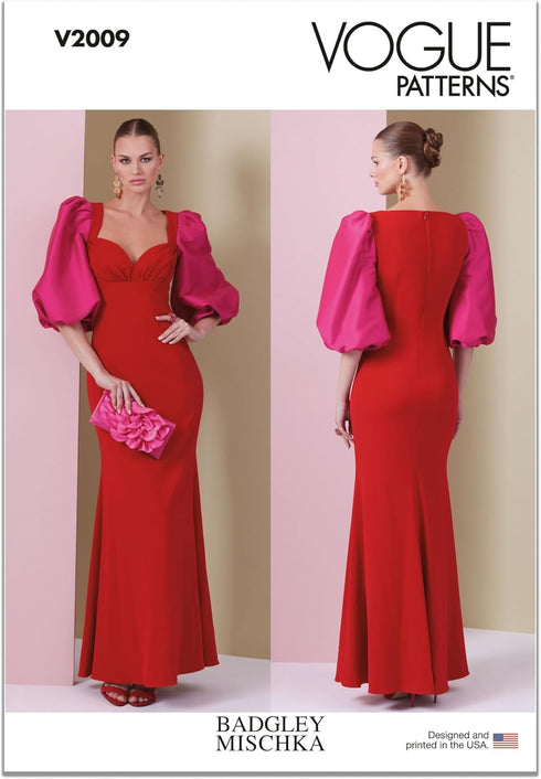Vogue Misses' Close-Fitting Lined Dress Sewing Pattern Packet by Badgley Mischka, Design Code V2009, Sizes 18-20-22-24-26, Multicolor...