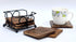 StonKraft Wooden Tea Coffee Coasters/Rustic Vintage Look Coasters Set with Wrought Iron Holder...