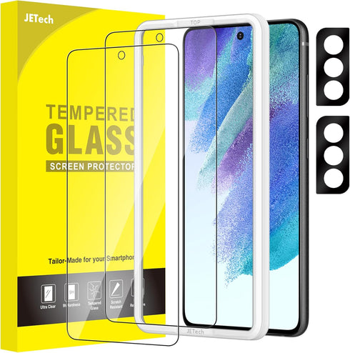 JETech Screen Protector for Samsung Galaxy S21 FE 5G with Camera Lens Protector, Easy Installation Tool, Tempered Glass Film, Fingerprint ID Compa...