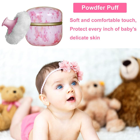 Body Powder Puff and Container for Dusting Powder, Women Powder Puff and Powder Case for Bath and Travel (Sakura)...