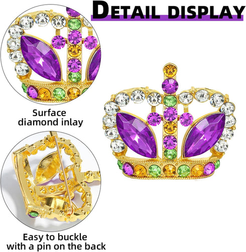 Mardi Gras Pin for Women Mardi Gras Brooch Pins Crystal Rhinestone Mardi Gras Enamel Pin Mardi Gras Lapel Pin Mardi Gras Jewelry Pins for Women Gi...