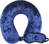 Cloudz Crushed Velvet Ultra Premium Comforlite Memory Foam Airplane Travel Neck Pillow with Matching Luxuriously Soft Black Out Sleep Mask - Blue...