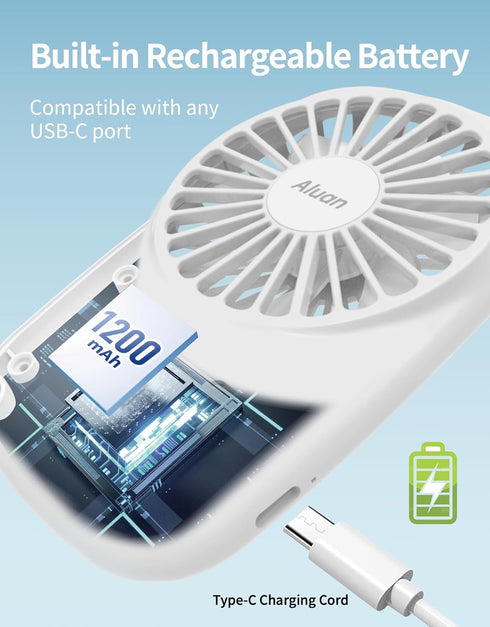 Aluan Handheld Fan Mini Fan Powerful Small Personal Portable Fan Speed Adjustable USB Rechargeable Cooling for Kids Girls Boys Woman Home Office T...