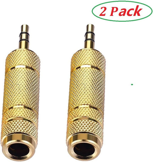 Nightwolf ® 2 Pcs Gold Plated 3.5mm 1/8 Inch Socket to 6.35mm 1/4 inch Male to Female Stereo Audio Jack Headphone Adaptor......