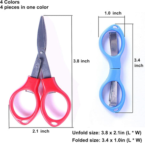 Folding Scissors,16 Pack Safe Portable Travel Scissors,Foldable Small Scissors Small Sewing Scissor,Stainless Steel Telescopic Cutter Used for Hom...