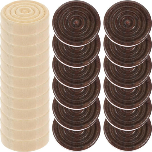 Abaodam 24 Pieces Backgammon Pieces Checkers Replacement Checkers Board Game Pieces Playing Game Chips Pieces Chess Accessories Wooden Checkers fo...