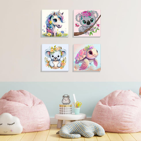 MISCER 4 Pack Animals Paint by Numbers for Kids Adults, Cartoon Paint by Number Kits for Kids, DIY Animals Oil Painting Suitable for Home Decorati...
