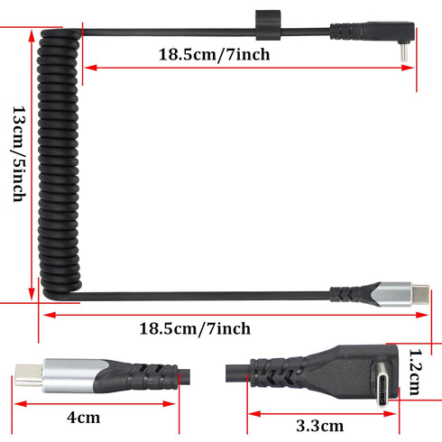 USB 3.1 Type C to Type C Cable, 90 Degree USB C to USB C Cable Spring Spiral Cable Fast Charging Data Extension Cable for Laptop & Tablet & Mobile...