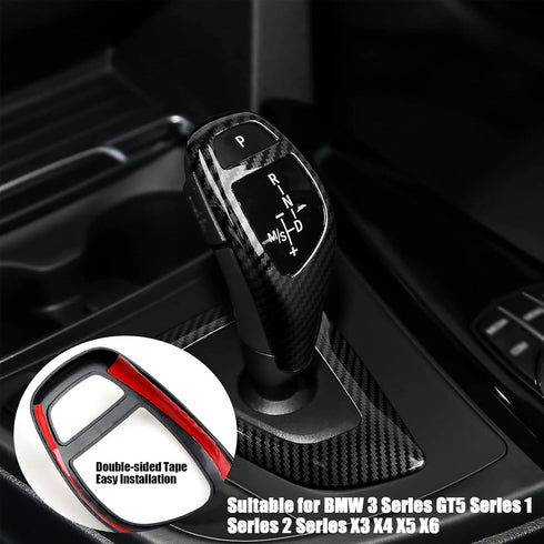 1 PC Car Gear Shift Head, ABS Carbon Fiber Pattern Shift Knob Cover Sticker, Replacement Decorative Accessories, for BMW 3 Series GT5 Series 1 Ser...