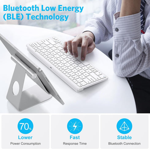 Emetok Universal Bluetooth Keyboard for iPad, Upgraded BLE Technology Keyboard with Unwavering Connection, 18-Month Battery Life, Automatic Identi...