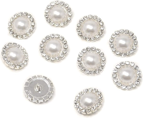 Honbay 10PCS 20mm Round Rhinestone Faux Pearl Buttons Embellishments - Sew on...