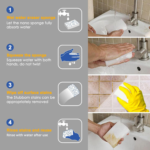 10Pack Melamine Sponges for Multi-Purpose Cleaning - Tough, Durable Magic Sponge Erasers for Use on Sinks, Kitchen, Bathrooms, Walls, Floors, Bath...