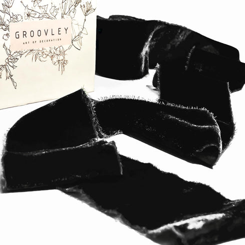 GROOVELY Velvet Ribbon for Halloween Decor, Halloween Ribbons, Black Ribbon for Christmas Tree Ribbon Garland Christmas Ribbon for Gift Wrapping, ...