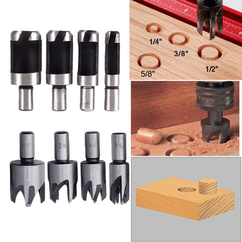 Eagles 14-pack Woodworking Tool Set, 8PCS 5/8" 1/2" 3/8" 1/4" Carbon Steel Wood Plug Cutter Drill Bit Set and 6pcs 1/4" Hex Shank HSS 5 Flute 90 D...