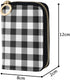 White Black Check Plaid RFID Credit Card Wallet, Microfiber Leather Zipper Card Case Holder for Women...