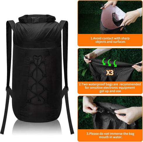 Desoto 20L Waterproof Lightweight Packable Daypacks, Hiking Small Backpack, PU5000mm for Travel Outdoor, Foldable Dry Bags for Adult Males and Fem...