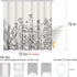 Emvency Shower Curtain Floral Border Herbs and Wild Flowers Botanical Vintage Engraving Light Grey Background Black Waterproof Polyester Fabric 72...