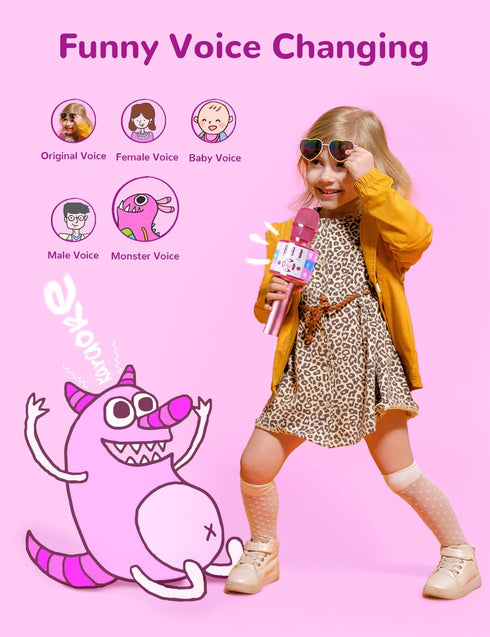 Amazmic Toys for girls, Kids Karaoke Microphone Toddler Microphone for kids with Lights, Birthday Gift for Girls, Boys Toy Age 3 4 5 6 7 8+(Light ...