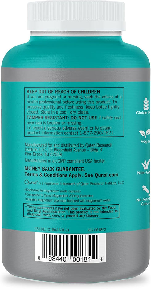 Qunol Magnesium Capsules 420mg, 100% DV, High Absorption Magnesium Supplement, Extra Strength, Bone and Muscle Health Supplement, 180 Count...