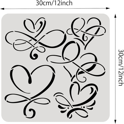 BENECREAT Love Sign Stencil, 12x12" Infinity Heart Plastic Reusable Drawing Stencils Decoration Template for Painting on Scrapbook Fabric Floor Fu...