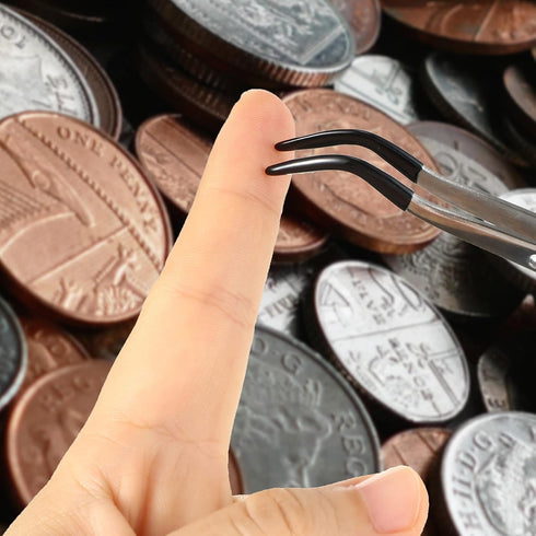 2 Pieces Rubber Bent Tip Tweezers PVC Rubber Coated Soft Non Marring Curved Tweezers Lab Industrial Hobby Craft Jewelry Hobby Coin Stamp Tweezers ...