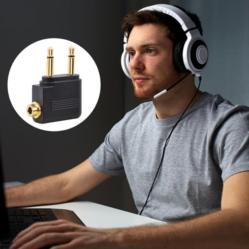 5pcs Airplane Headphone Adapters Golden Plated Dual 3.5mm Male to 3.5mm Female Airplane Headphone Adapter for Audio Jack to Plug Air Plane Flight ...