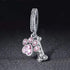 Dog Paw Charm Fit for Pandora Charms Bracelet Pink Crystals Dangle Charms Birthday Jewelry Gifts for women...