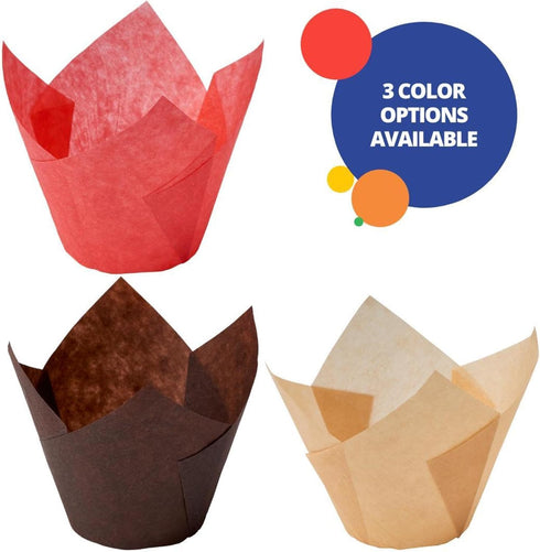DecoPac Natural Tulip Cupcake Liners, Elegant Baking Cups, 3", Oven-Safe Baking Paper For Muffins, Cupcakes, Candy, Wedding, Birthday, Holiday, Pa...
