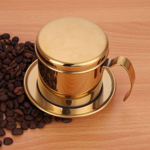 Stainless Steel Vietnamese Coffee Drip Filter Maker for Home and Office (Gold)...
