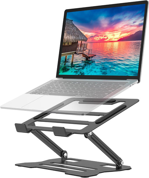 Laptop Tablet Stand, Universal Adjustable Carbon Steel Laptop Computer Stand, Ergonomic Foldable Portable Desktop Tray Cooling Holder Compatible w...