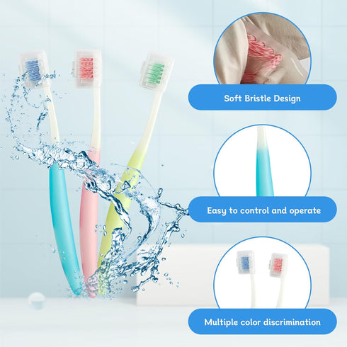3-Pack Orthodontic Dental Care Kit – includes Soft Bristle Toothbrushes and Braces-Friendly Brush Flosser for Cleaner Interdental Brush Toothpick,...