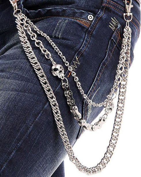 BOMPOW Biker Skull Wallet Chain Punk Men Cool Skull Punk Trouser Long Wallet Key Chain For Bike Jean Gothic Rock...