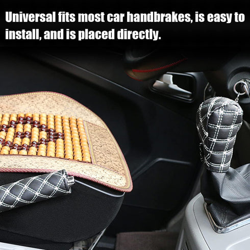 2 Pcs Set Car Handbrake Shift Gear Knob Cover, Leather Breathable Soft Handbreak Protect No-Slip Sleeve, Case Auto Interior Decor Accessories Fit ...