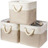 Robuy 3 Pack Storage Cube Bins Collapsible Sturdy cationic Fabric Storage Basket with Cotton Rope Handle For Organizing Shelf Nurery Home Colset 1...