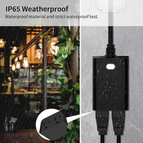 Minoston Outdoor Smart Plug Wi-Fi Plugs Outlet with 2 Individual Control Sockets, Weather-Resistance, Work with Alexa, Google Assistant, 125V, 2.4...